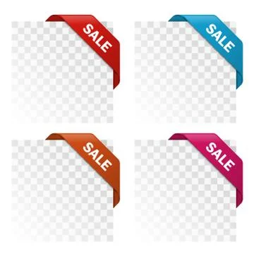 3D ribbon tag on image corner, vector illustration Stock Illustration