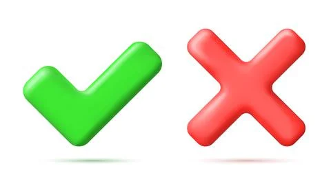 3D Right and Wrong Button Shape. Stock Illustration