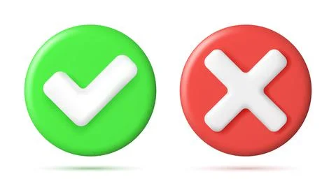 3D Right and Wrong Button in Round Shape. Stock Illustration