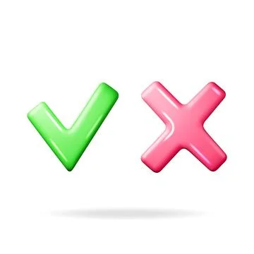 3D Right and Wrong Button Shape. Stock Illustration