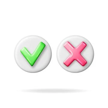 3D Right and Wrong Button Shape. Stock Illustration