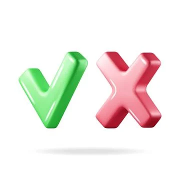 3D Right and Wrong Button Shape. Stock Illustration