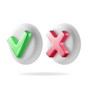 3D Right and Wrong Button Shape. Stock Illustration