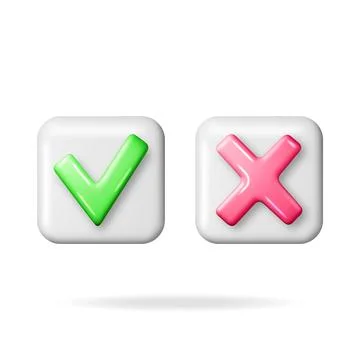 3D Right and Wrong Button Shape. Stock Illustration