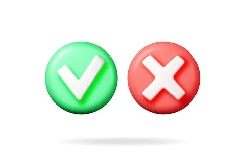 3D right and wrong button shape Stock Illustration