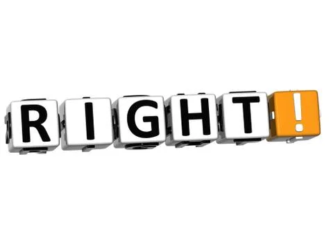 3d right block cube text Stock Illustration