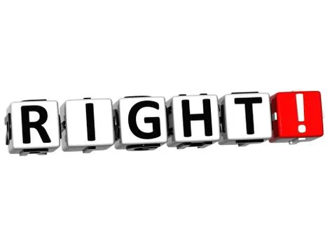 3d right block cube text Stock Illustration