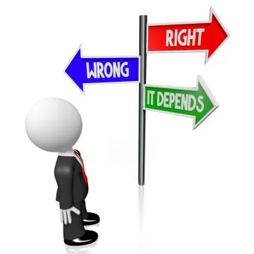3D right, wrong, it depends concept Stock Illustration