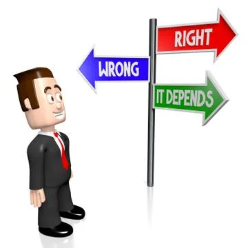3D right, wrong, it depends concept Stock Illustration