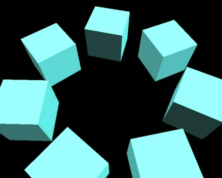 3D Ring of Blue Cubes Kicking Video stock 446543