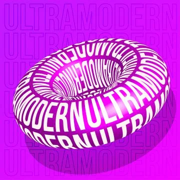3d ring with typographic desing on neonabstract background, Ultramodern vector Stock Illustration