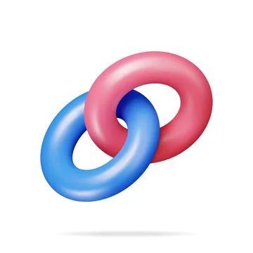 3D Rings Connected in Chain Isolated Stock Illustration