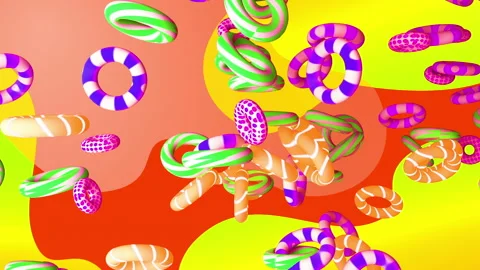 3d Rings flying gradient background. VJ Seamless loop background. Stock Footage 96568568