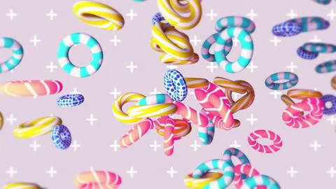 3d Rings flying gradient background. VJ Seamless loop background. Stock Footage 96569462