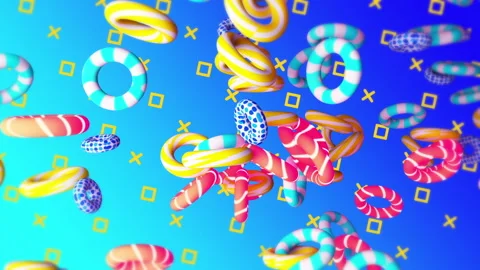 3d Rings flying gradient background. VJ Seamless loop background. Stock Footage 96570280