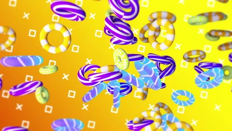 3d Rings flying gradient background. VJ Seamless loop background. Stock Footage 96570682