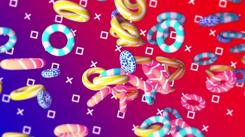 3d Rings flying gradient background. VJ Seamless loop background. Stock Footage 96571065