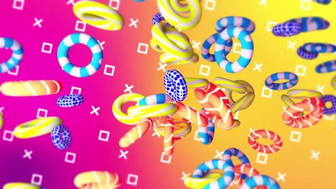 3d Rings flying gradient background. VJ Seamless loop background. Stock Footage 96571874