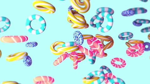 3d Rings flying gradient background. VJ Seamless loop background. Stock Footage 96572183