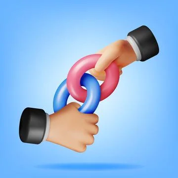 3D Rings in Hands Connected in Chain Stock Illustration