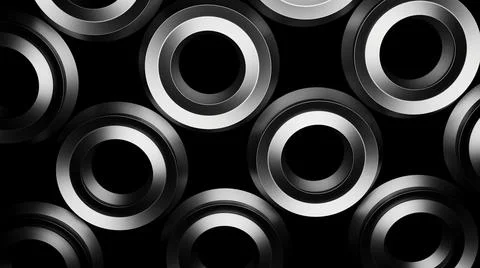 3D rings with hypnotic effect. Design. 3D nuts pulsing and hypnotizing on black Stock Illustration
