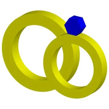 3D rings isolated on white background Illustrazione stock