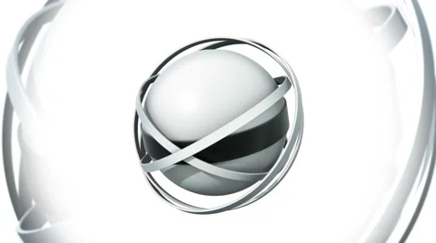 3d rings with sphere abstract animation Stock Footage 68565226