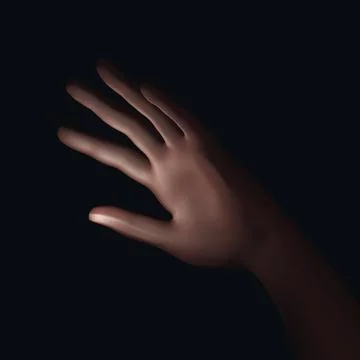 3D rise up human hand in shadow Stock Illustration