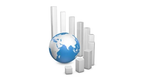 3d rising bars and earth globe animation Stock Footage 61812142