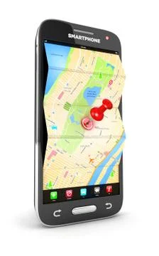 3d road map in smartphone Illustrazione stock