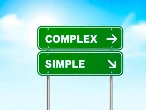 3d road sign with complex and simple Stock Illustration