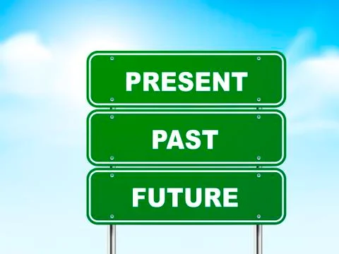 3d road sign with present, past and future イラスト素材