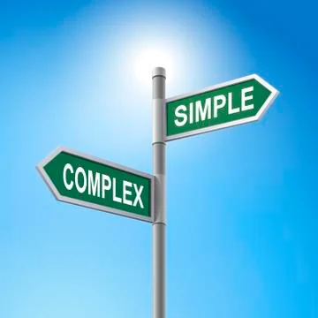 3d road sign saying complex and simple Stock Illustration
