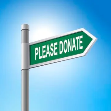3d road sign saying please donate Stock Illustration