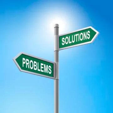 3d road sign saying problems and solutions イラスト素材