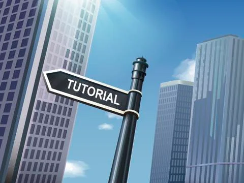 3d road sign saying tutorial Stock Illustration