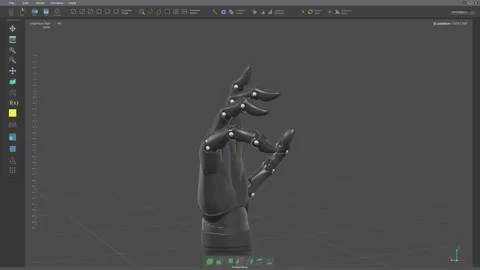 3D Robot Arm Pieces Assembled by Program Interface to Make High-Tech Mechanism Stock Footage 234418746