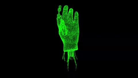 3D Robot Arm rotates on black bg. The concept of human interaction with Stock Footage 246127156