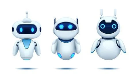 3d robot. Bot character icon, space toy mascot for logo, cartoon alien kids Stock Illustration