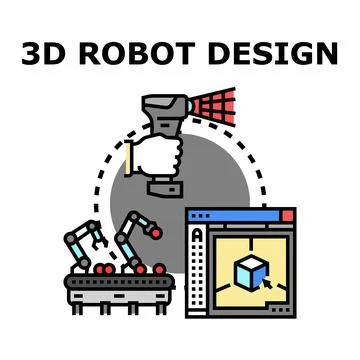 3d robot design engineering development process Stock Illustration