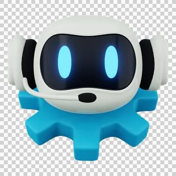 3d Robot Head Gear Process Automation Icon. Robo Head Gear Icon. Stock Illustration