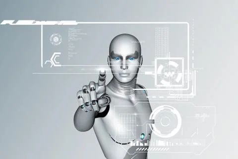 3d robot in virtual reality Stock Illustration