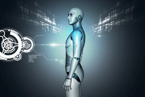 3d robot in virtual reality Stock Illustration