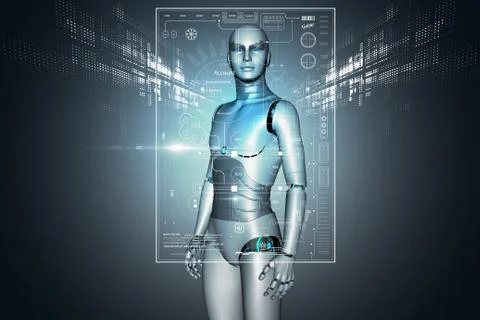 3d robot in virtual reality Stock Illustration