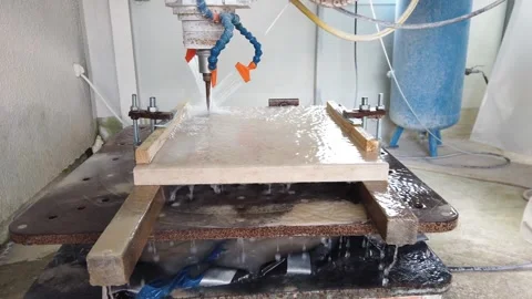 3D robotic relief milling in stone Stock Footage 345787152