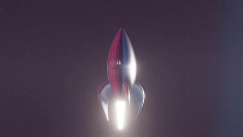 3D rocket in an abstract sci-fi cosmos, depicting a surreal space journey wit Illustrazione stock