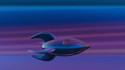 3D rocket in an abstract sci-fi cosmos, depicting a surreal space journey wit Illustrazione stock