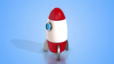3D Rocket Animation on a Reflective Floor. Rocket Launcher 3D. Space. 4K Stock Footage 286308072
