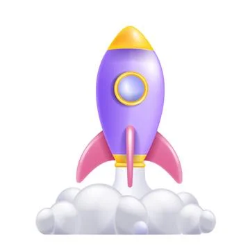 3D rocket icon concept, startup career boost, vector business Stock Illustration