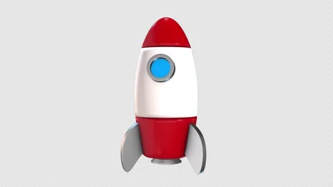 3D Rocket Icon Rotating on a Transparent Background. Seamless Loop. Space. 4K Stock Footage 286308092